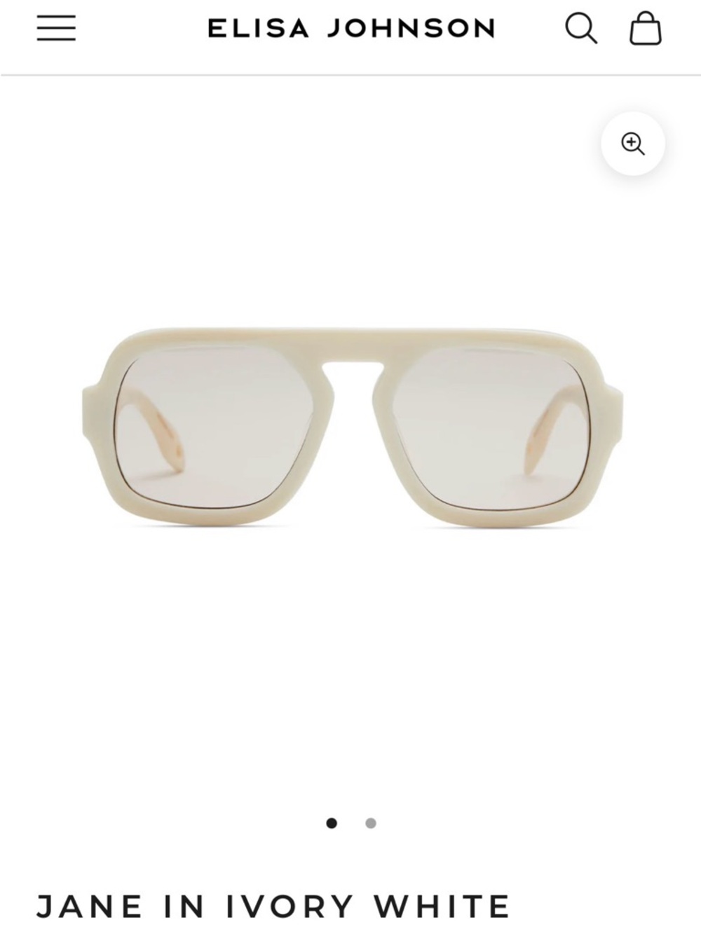 Elisa Johnson Jane Ivory White Sunglasses
